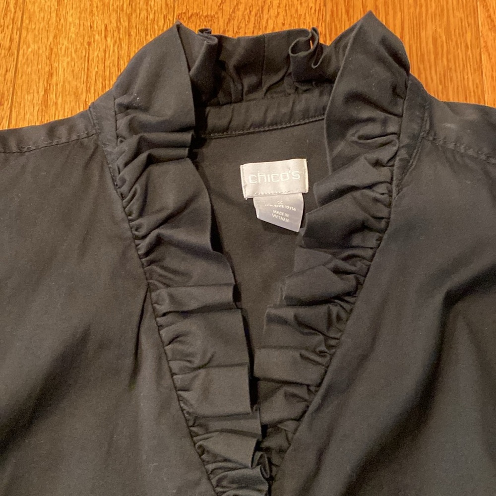 Chicos Long Sleeve Black Button Down Blouse, size 12/14 - Picture 4 of 6
